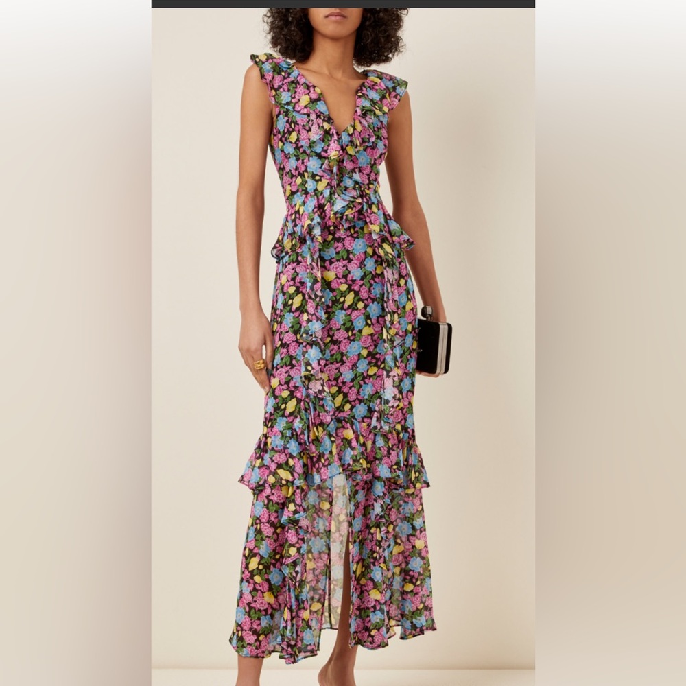 NWOT Amur colorful Black Anemone Floral Evita dress size 2 sold out